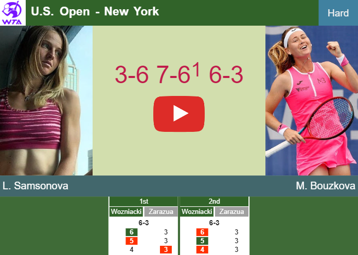 Ludmilla Samsonova gets the better of Bouzkova in the 2nd round to battle vs Krueger. HIGHLIGHTS – U.S. OPEN RESULTS