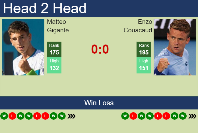 H2H, prediction of Matteo Gigante vs Enzo Couacaud in Manacor Challenger with odds, preview, pick | 30th August 2024