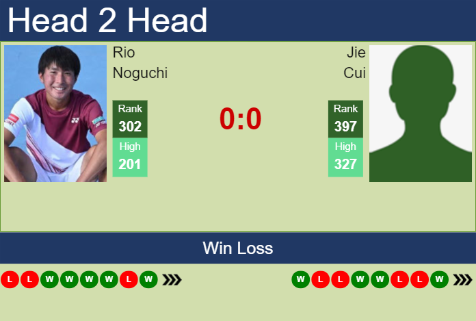 H2H, prediction of Rio Noguchi vs Jie Cui in Zhangjiagang Challenger with odds, preview, pick | 28th August 2024