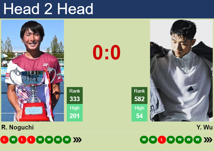 H2H, prediction of Rio Noguchi vs Yibing Wu in Jinan Challenger with odds, preview, pick | 25th August 2024