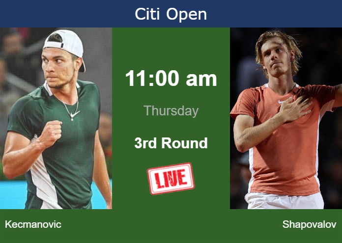 Thursday Live Streaming Miomir Kecmanovic vs Denis Shapovalov