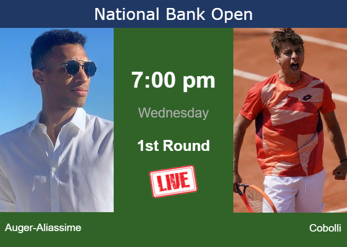 Wednesday Live Streaming Felix Auger-Aliassime vs Flavio Cobolli