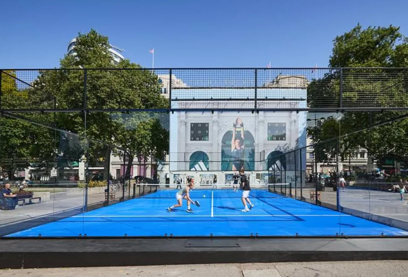 There is an odd Pop-Up Padel Court at Marble Arch, London