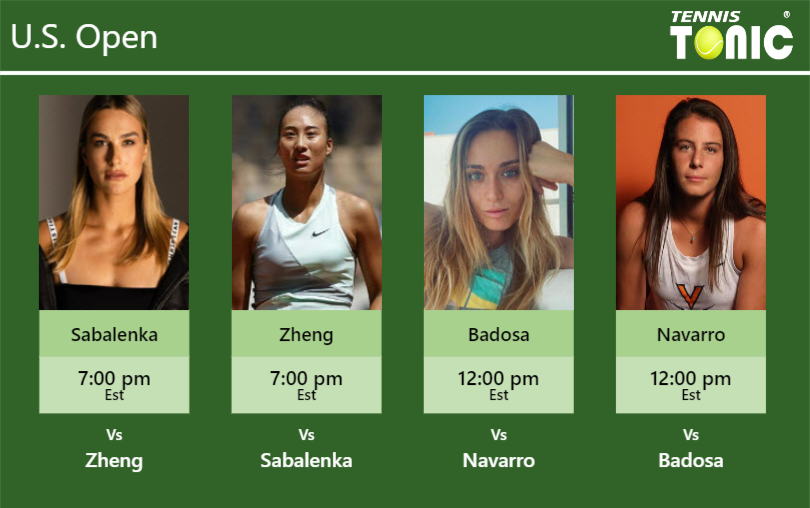 PREDICTION, PREVIEW, H2H: Sabalenka, Zheng, Badosa And Navarro To Play ...