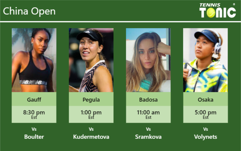 Cori Gauff-Jessica Pegula-Paula Badosa-Naomi Osaka Stats info