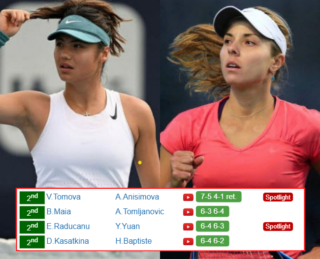 SEOUL RESULTS. Emma Raducanu, Viktoriya Tomova, Beatriz Haddad Maia, Daria Kasatkina win on Thursday