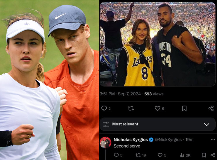 “Second serve” – Nick Kyrgios widely criticized for horrible comment on Sinner’s girlfriend Kalinskaya