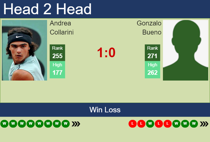 H2H, prediction of Andrea Collarini vs Gonzalo Bueno in Cali Challenger with odds, preview, pick | 21st September 2024