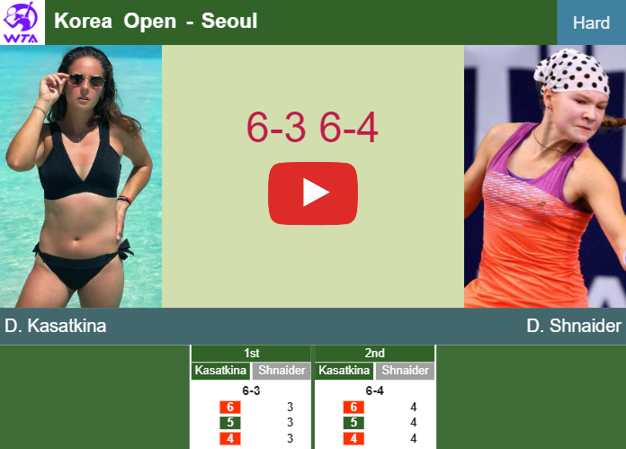 Darya Kasatkina dispatches Shnaider in the semifinal to collide vs Haddad Maia. HIGHLIGHTS – SEOUL RESULTS