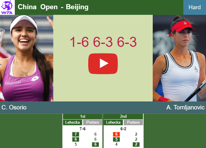 Camila  Osorio beats Tomljanovic in the 1st round to play vs Anisimova. HIGHLIGHTS – BEIJING RESULTS