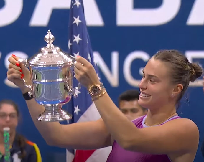 Sabalenka With The Us Open Trophy Sabalenka With The Us Open Trophy