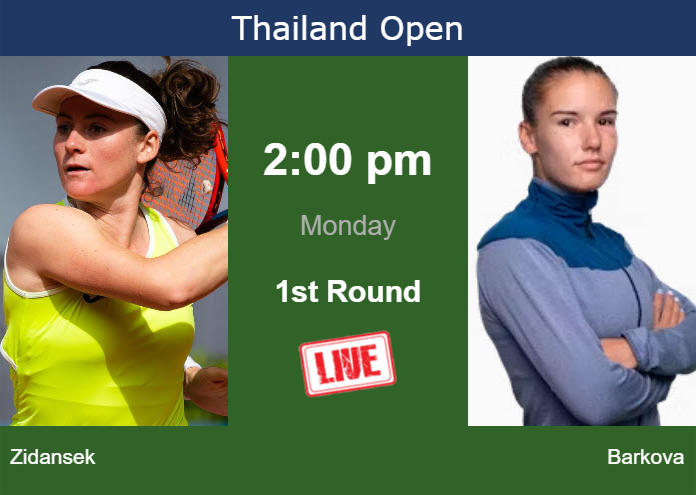 How to watch Zidansek vs. Barkova on live streaming in Hua Hin on Monday Sunday Live Streaming Tamara Zidansek vs Tatiana Prozorova