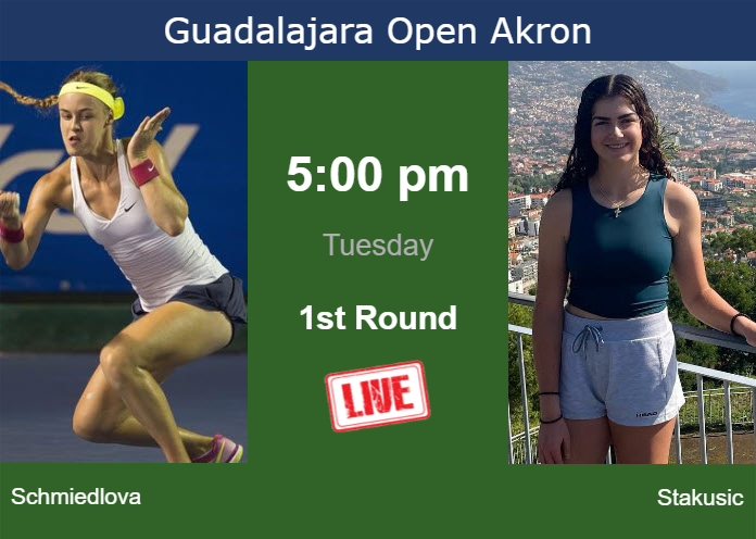 How to watch Schmiedlova vs. Stakusic on live streaming in Guadalajara on Tuesday