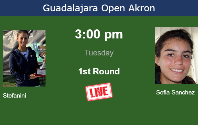 How to watch Stefanini vs. Sofia Sanchez on live streaming in Guadalajara on Tuesday