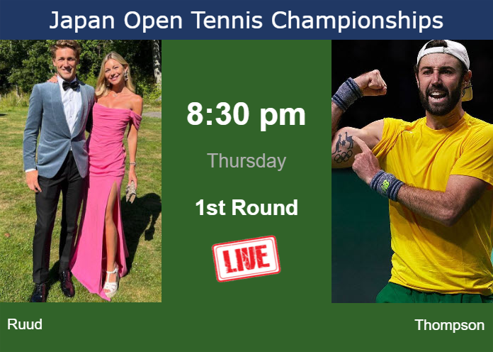 Wednesday Live Streaming Casper Ruud vs Jordan Thompson