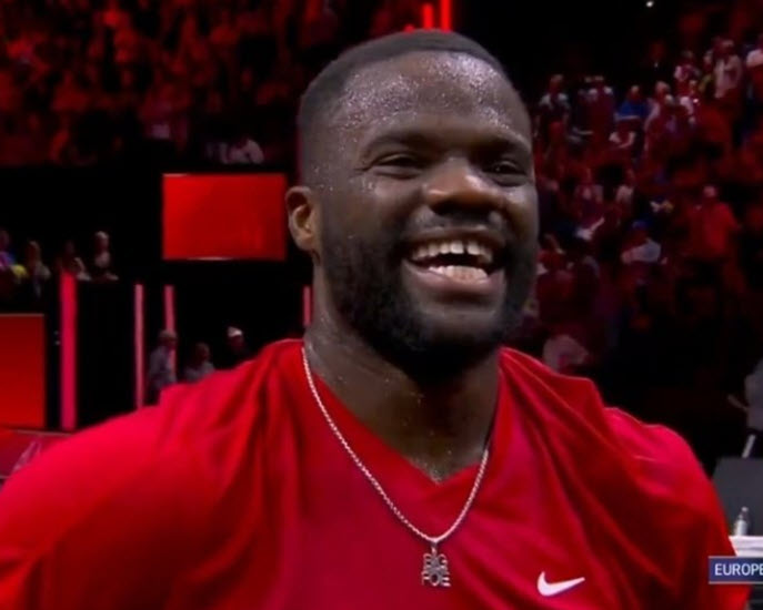 Tiafoe hilariously says: “It was crazy, it was like Roger Federer”