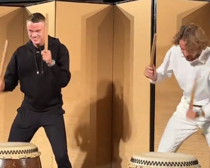 WATCH. Rune and Tsitsipas playing drums in Japan Tsitsipas And Rune