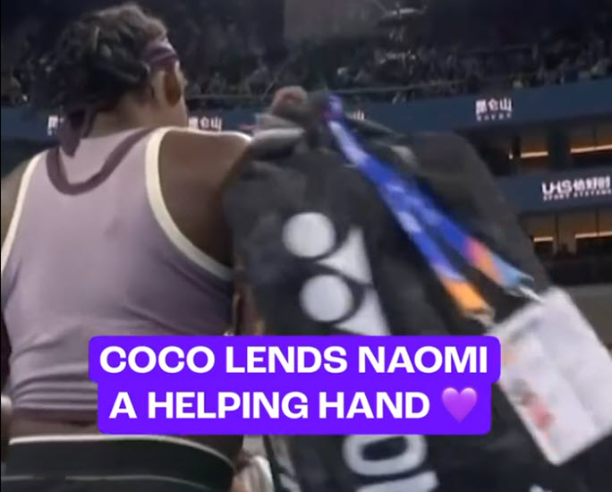 Coco Gauff and her lovely gesture helping Naomi Osaka after she retired form their match in Beijing