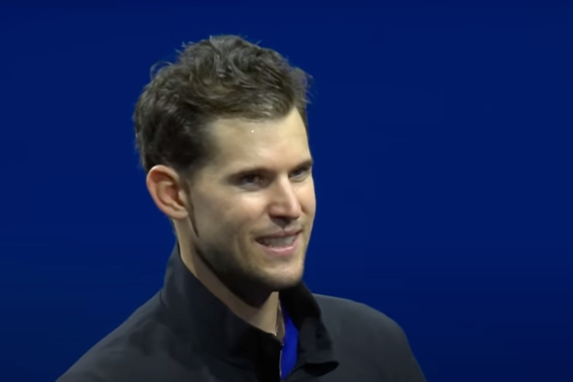 Dominic Thiem Putting Down His Racket After Losing His Last Match Vs. Darderi