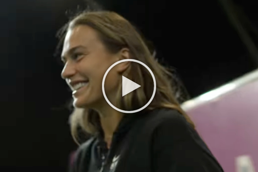 Funny Aryna Sabalenka hits photographer playing soccer in Saudi Arabia