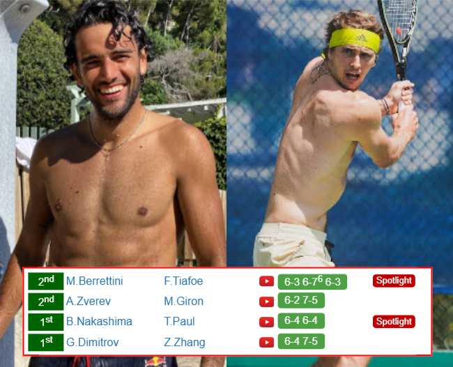 VIENNA RESULTS. Matteo Berrettini, Alexander Zverev, Grigor Dimitrov