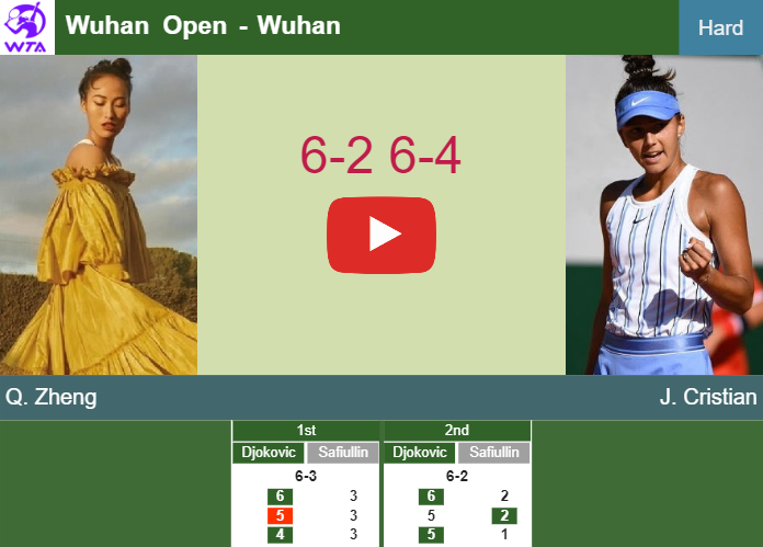 Qinwen Zheng conquers Cristian in the 2nd round to play vs Annie Fernandez at the Wuhan Open. HIGHLIGHTS – WUHAN RESULTS