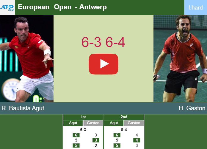 Roberto Bautista Agut conquers Gaston in the semifinal to set up a clash vs Lehecka or Giron at the European Open. HIGHLIGHTS – ANTWERP RESULTS