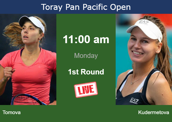 How to watch Tomova vs. Kudermetova on live streaming in Tokyo on Monday