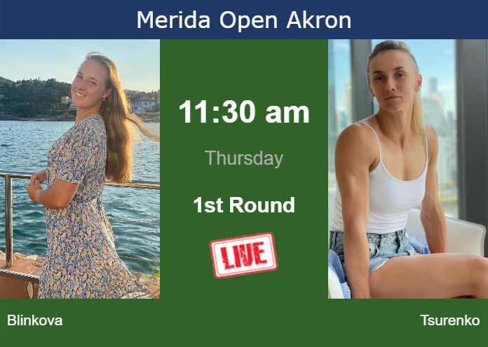 Wednesday Live Streaming Anna Blinkova vs Lesya Tsurenko