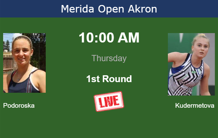 How to watch Podoroska vs. Kudermetova on live streaming in Merida on Thursday Wednesday Live Streaming Nadia Podoroska vs Polina Kudermetova