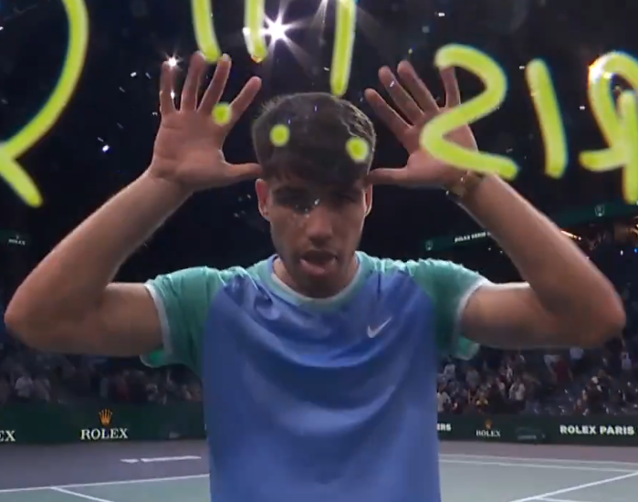 WATCH. Alcaraz does Neymar Jr celebration after his recent win in Paris Masters