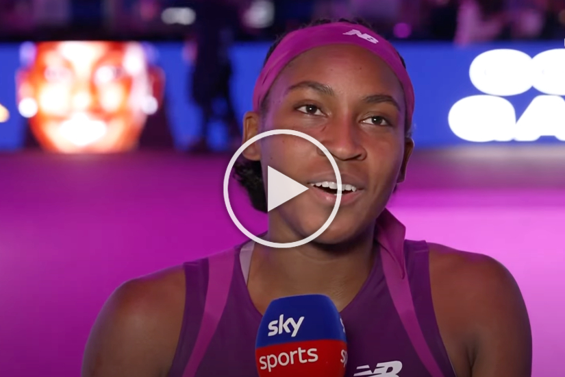 Coco Gauff Reacts After Reaching Beating Sabalenka In The Wta Finals