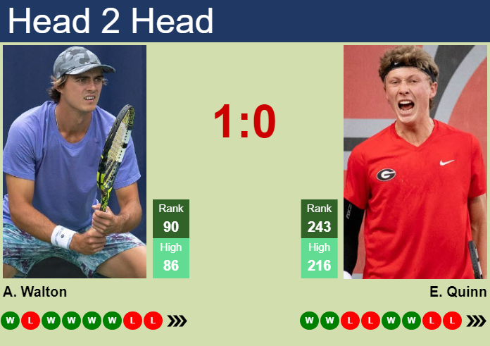 H2H, prediction of Adam Walton vs Ethan Quinn in Champaign Challenger with odds, preview, pick | 11th November 2024