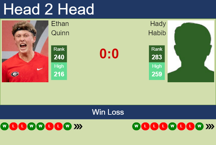 H2H, prediction of Ethan Quinn vs Hady Habib in Champaign Challenger with odds, preview, pick | 13th November 2024