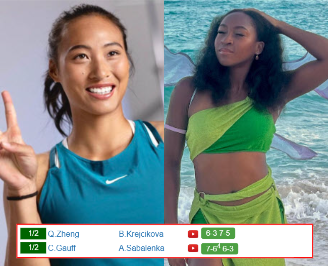 RIYADH RESULTS. Qinwen Zheng, Cori Gauff win, Barbora Krejcikova, Aryna Sabalenka lost