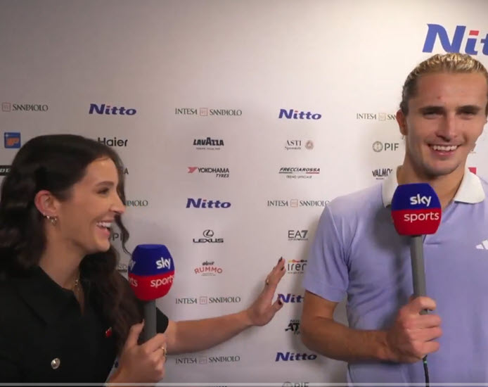 Zverev has a funny interview with Laura Robson: “I try and give you two kisses and you say get away from me”