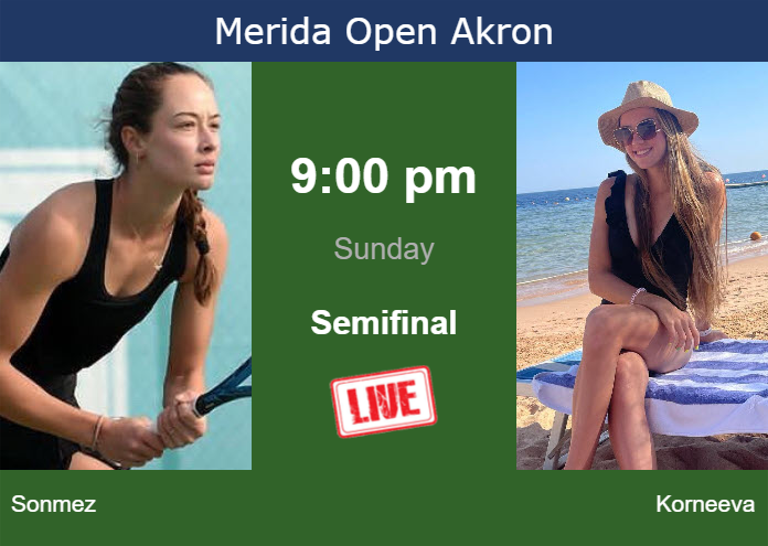 How to watch Sonmez vs. Korneeva on live streaming in Merida on Sunday