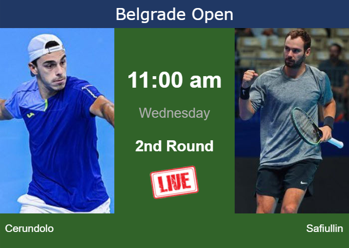 How to watch Cerundolo vs. Safiullin on live streaming in Belgrade on Wednesday Wednesday Live Streaming Francisco Cerundolo vs Roman Safiullin