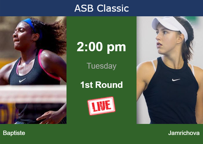 How to watch Baptiste vs. Jamrichova on live streaming in Auckland on Tuesday