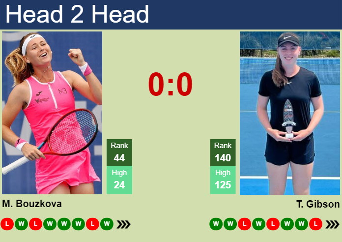 H2H, prediction of Marie Bouzkova vs Talia Gibson in Brisbane with odds, preview, pick | 29th December 2024