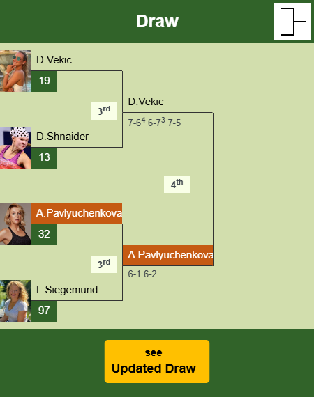 Anastasia Pavlyuchenkova Draw info