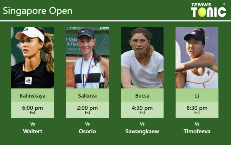 PREDICTION, PREVIEW, H2H: Kalinskaya, Salkova, Bucsa and Li to play on CENTRE COURT on Wednesday – Singapore Open