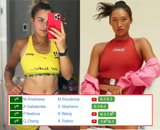 AUSTRALIAN OPEN RESULTS. Aryna Sabalenka, Qinwen Zheng, Paula Badosa, Mirra Andreeva win on Sunday