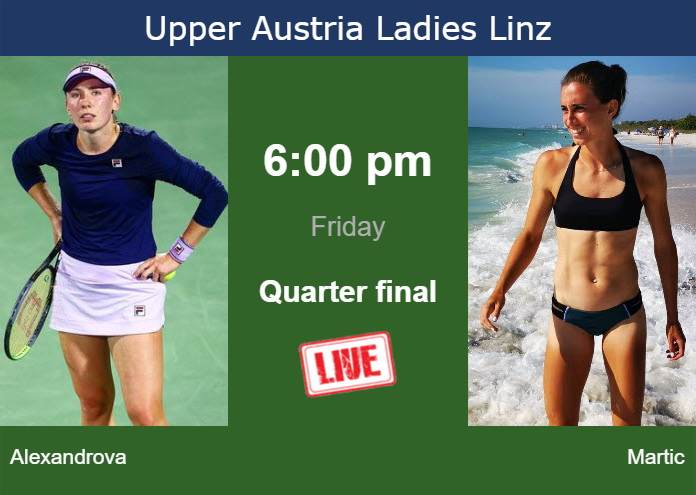 How to watch Alexandrova vs. Martic on live streaming in Linz on Friday Friday Live Streaming Ekaterina Alexandrova vs Petra Martic