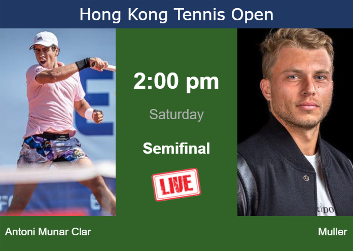 How to watch Antoni Munar Clar vs. Muller on live streaming in Hong Kong on Saturday Friday Live Streaming Jaume Antoni Munar Clar vs Alexandre Muller