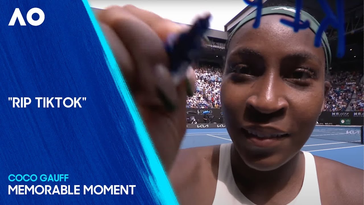 Funny Coco Gauff write on Australian Open camera: “RIP Tik Tok”