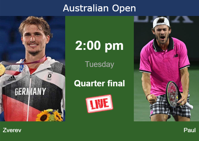 How to watch Zverev vs. Paul on live streaming at the Australian Open on Tuesday