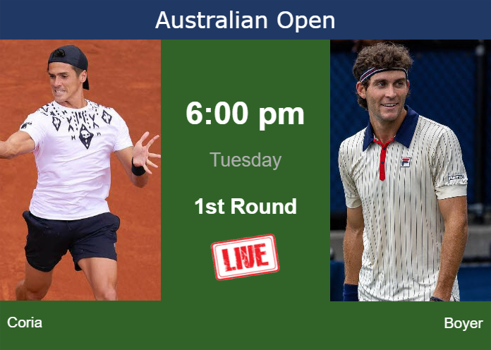 How to watch Coria vs. Boyer on live streaming at the Australian Open on Tuesday