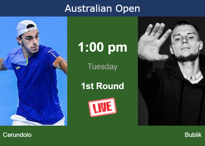 How to watch Cerundolo vs. Bublik on live streaming at the Australian Open on Tuesday