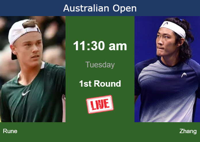 How to watch Rune vs. Zhang on live streaming at the Australian Open on Tuesday